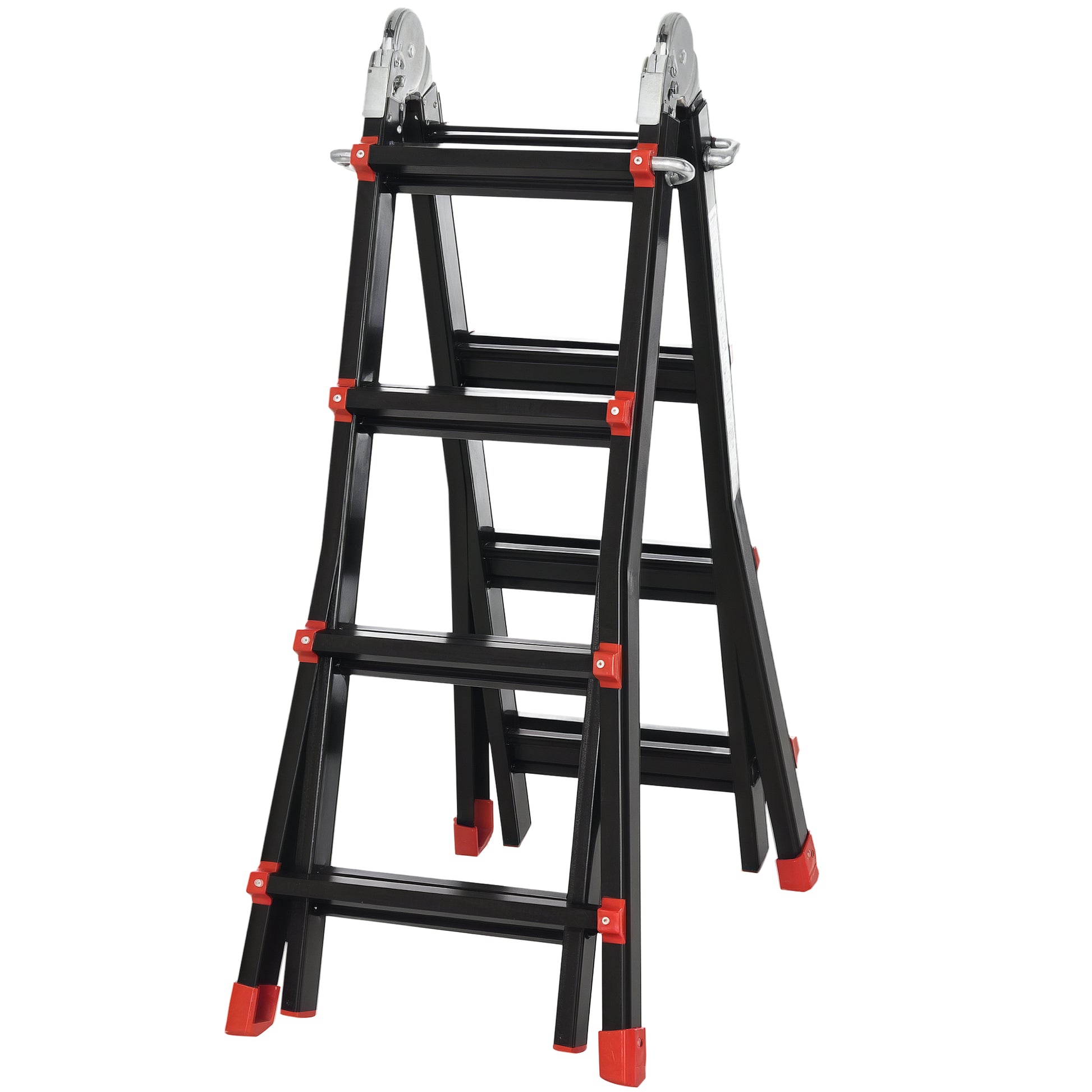 Telescopic Ladder Folding Ladder, 4m Aluminum Leiter Slip-proof Aluleier A-frame Telescopic Extension Ladder up to 150 kg load capacity
