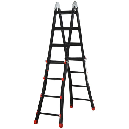 Telescopic Ladder Folding Ladder, 4m Aluminum Leiter Slip-proof Aluleier A-frame Telescopic Extension Ladder up to 150 kg load capacity
