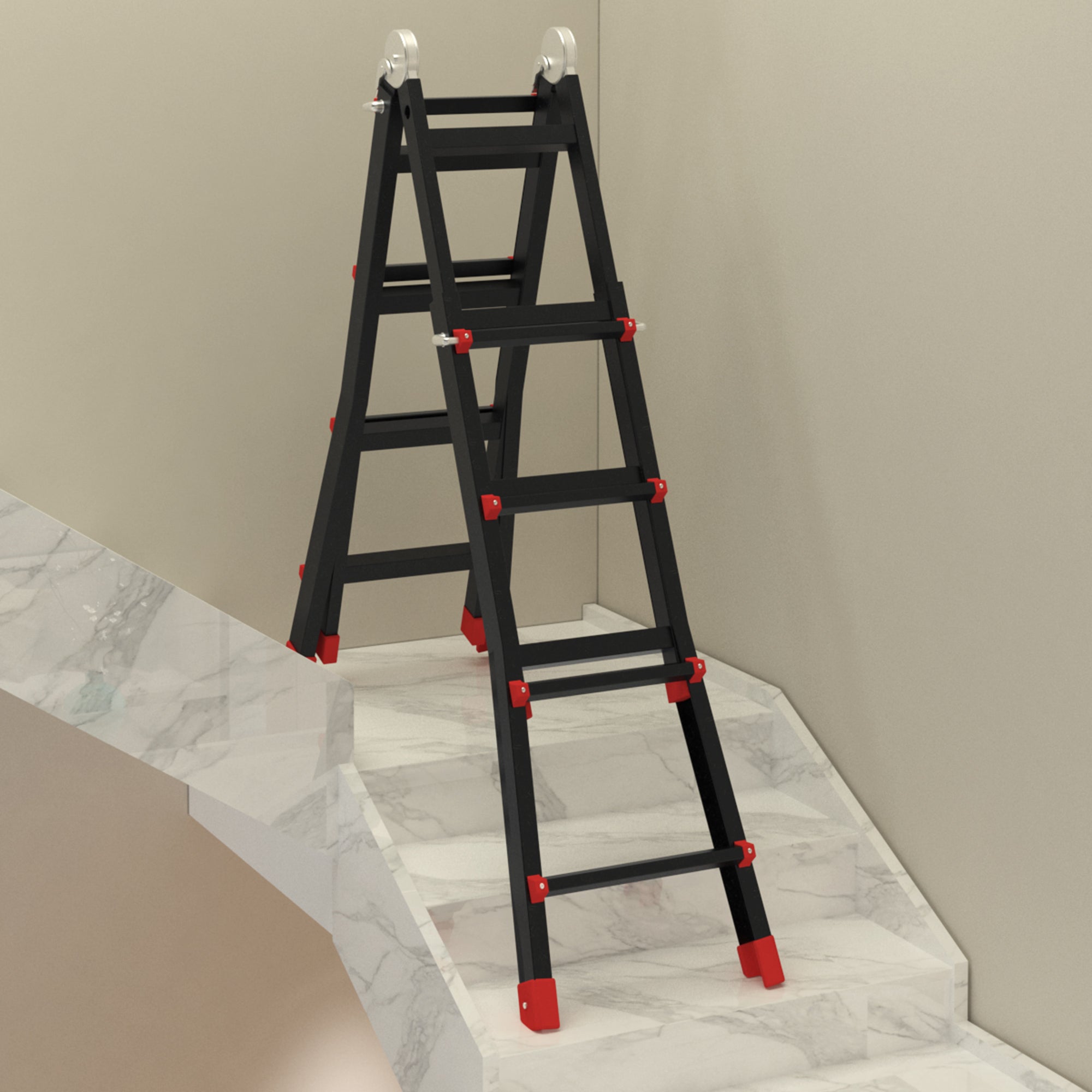 Telescopic Ladder Folding Ladder, 4m Aluminum Leiter Slip-proof Aluleier A-frame Telescopic Extension Ladder up to 150 kg load capacity