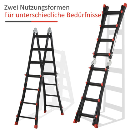 Telescopic Ladder Folding Ladder, 4m Aluminum Leiter Slip-proof Aluleier A-frame Telescopic Extension Ladder up to 150 kg load capacity
