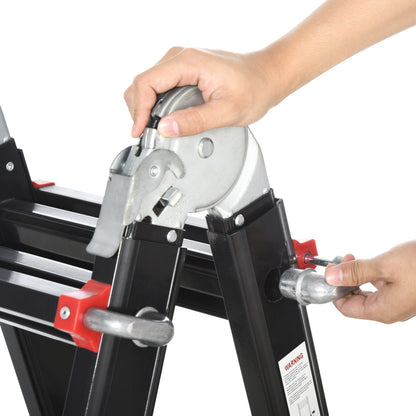 Telescopic Ladder Folding Ladder, 4m Aluminum Leiter Slip-proof Aluleier A-frame Telescopic Extension Ladder up to 150 kg load capacity