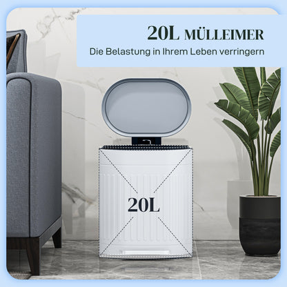 20L Step Trash Can with Lid and Foot Pedal, Removable Inner Bucket, Soft-Close, Gray (36.5 × 31.2 × 45 cm / 14.4 × 12.3 × 17.7 in)