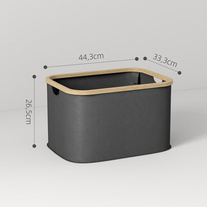 Foldable 36L Laundry Basket Dirty Clothes Hamper with Grooved Handles, Laundry Bin for Bathroom, Bedroom, Laundry Room, Black