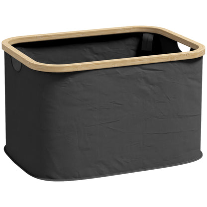 Foldable 36L Laundry Basket Dirty Clothes Hamper with Grooved Handles, Laundry Bin for Bathroom, Bedroom, Laundry Room, Black