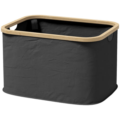 Foldable 36L Laundry Basket Dirty Clothes Hamper with Grooved Handles, Laundry Bin for Bathroom, Bedroom, Laundry Room, Black