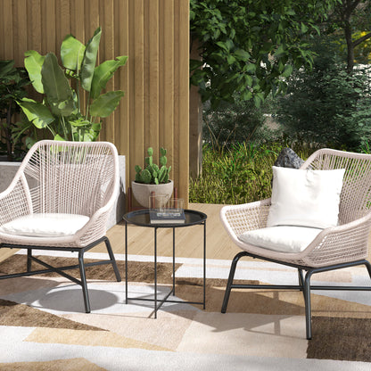 Folding Side Table Garden Table Ø46 x 50 cm Round Weatherproof Balcony Table with Folding Legs Camping Table Folding Table Coffee Table for Living Room Office Outdoor Indoor Black