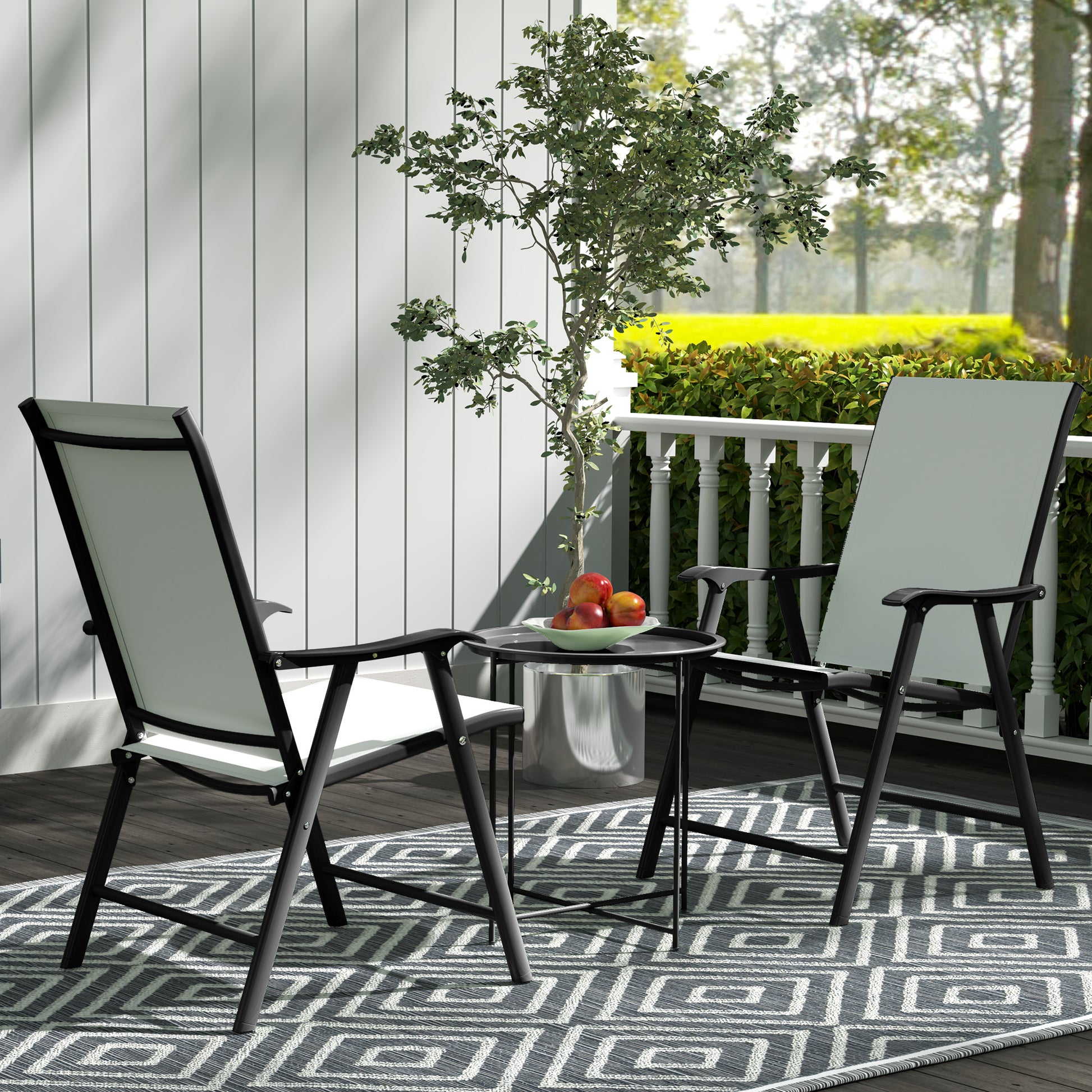 Folding Side Table Garden Table Ø46 x 50 cm Round Weatherproof Balcony Table with Folding Legs Camping Table Folding Table Coffee Table for Living Room Office Outdoor Indoor Black