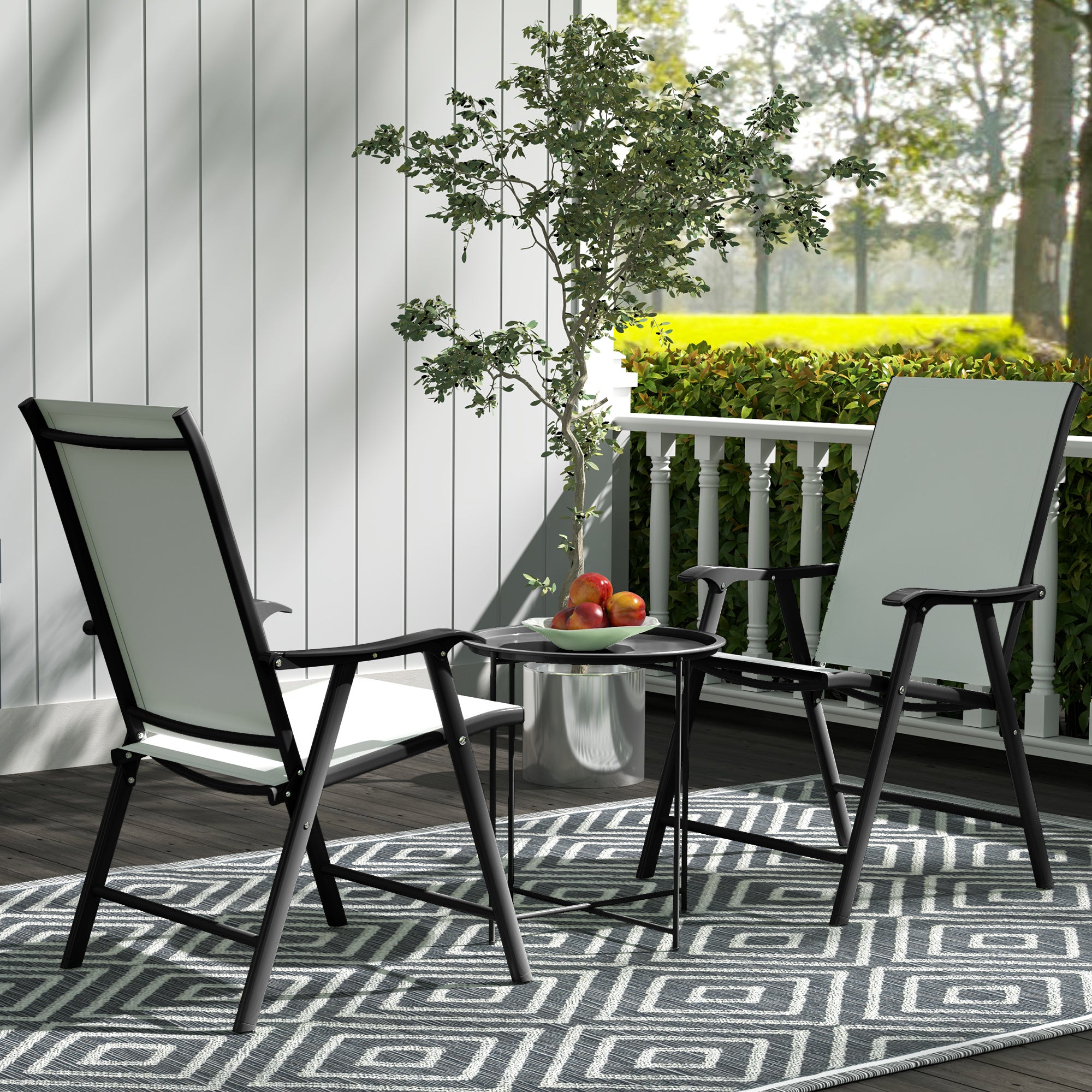 Folding Side Table Garden Table Ø46 x 50 cm Round Weatherproof Balcony Table with Folding Legs Camping Table Folding Table Coffee Table for Living Room Office Outdoor Indoor Black