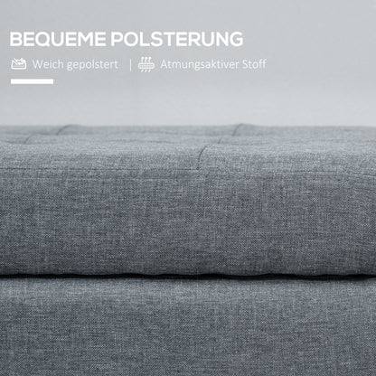 Bench, Upholstered Bench with Storage, Bed Bench with Lid, Linen Look, Chest Bench, Storage Bench for Living Room, Bedroom, Gray, 125 x 49 x 41.5 cm