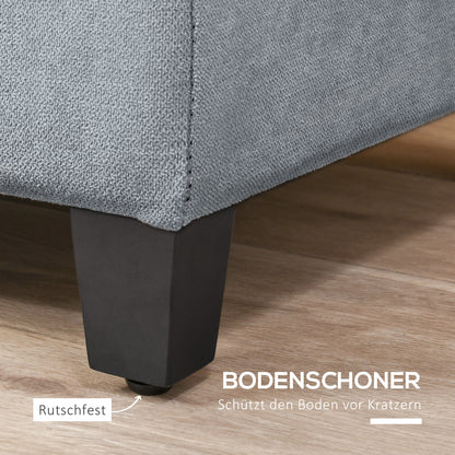 Bench, Upholstered Bench with Storage, Bed Bench with Lid, Linen Look, Chest Bench, Storage Bench for Living Room, Bedroom, Gray, 125 x 49 x 41.5 cm