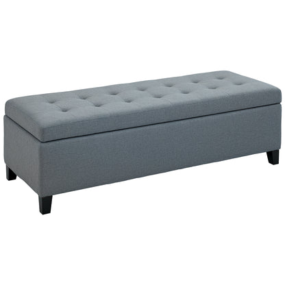 Bench, Upholstered Bench with Storage, Bed Bench with Lid, Linen Look, Chest Bench, Storage Bench for Living Room, Bedroom, Gray, 125 x 49 x 41.5 cm
