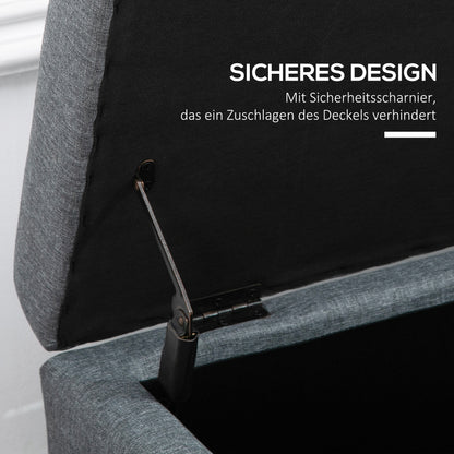 Bench, Upholstered Bench with Storage, Bed Bench with Lid, Linen Look, Chest Bench, Storage Bench for Living Room, Bedroom, Gray, 125 x 49 x 41.5 cm