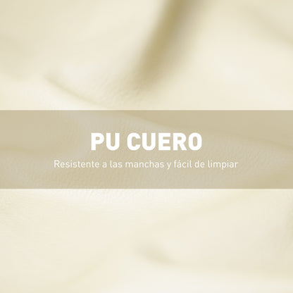 Living Room Armchair Nordic Armchair Upholstered in PU with Armrests and Rubber Wood Frame for Bedroom Load 120kg Cream