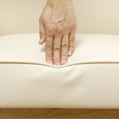 Living Room Armchair Nordic Armchair Upholstered in PU with Armrests and Rubber Wood Frame for Bedroom Load 120kg Cream