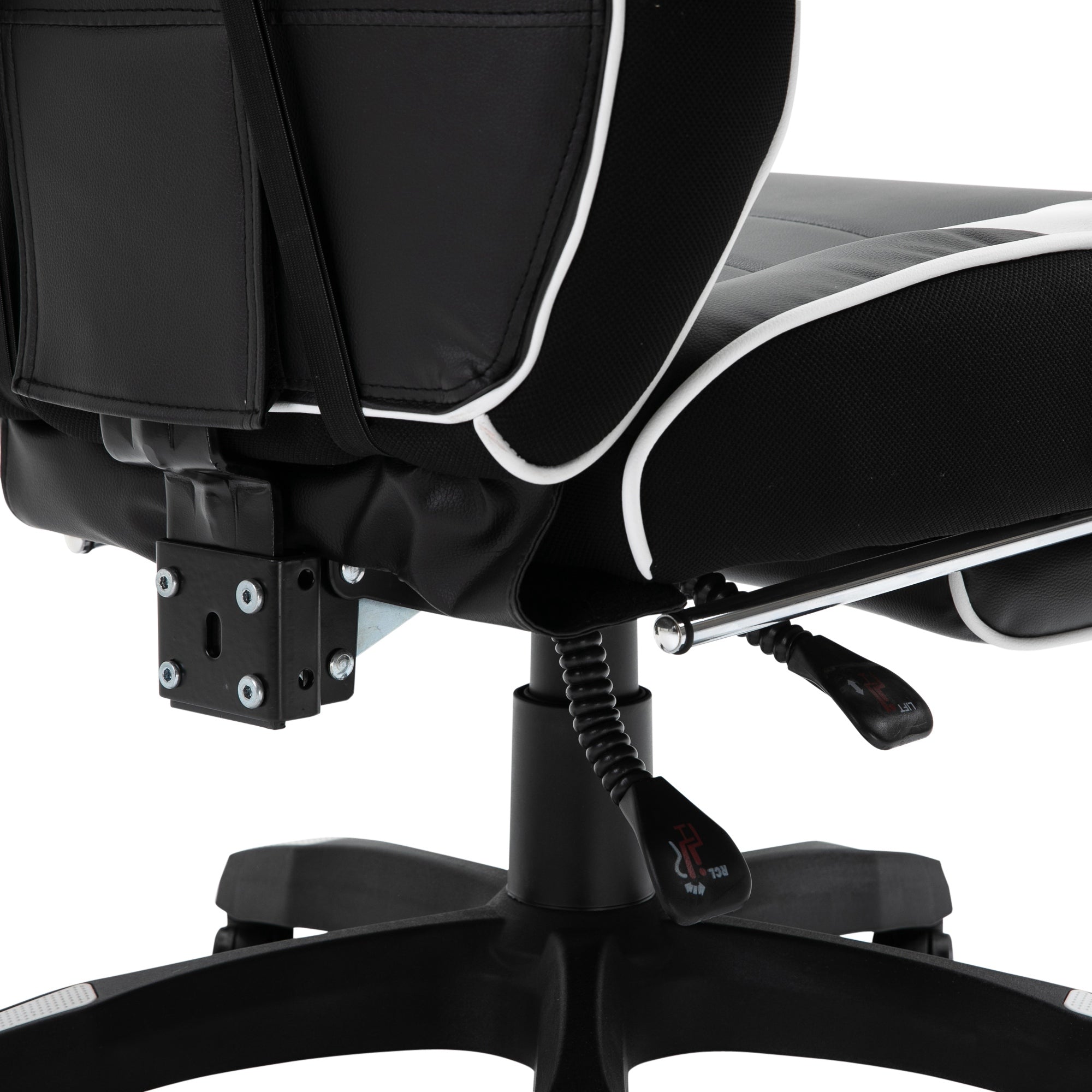 Ergonomic Gaming Chair Office Desk Chair Height Adjustable Reclining Backrest with Footrest Headrest Lumbar Pillow Wheels 65x70x118.5-128.5 cm White