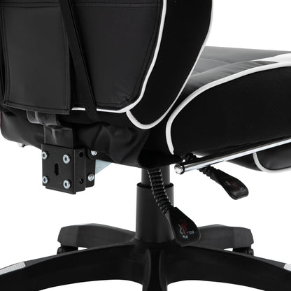 Ergonomic Gaming Chair Office Desk Chair Height Adjustable Reclining Backrest with Footrest Headrest Lumbar Pillow Wheels 65x70x118.5-128.5 cm White