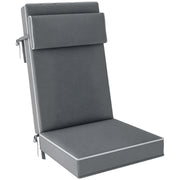 Seat Cushion 120 x 47 x 9.5 cm Water-Repellent Chair Cushion with Straps, Headrest, UPF50+ Outdoor Indoor Seat Pad, Seat Pillow for Folding Chair, Dining Chair, Dark Gray