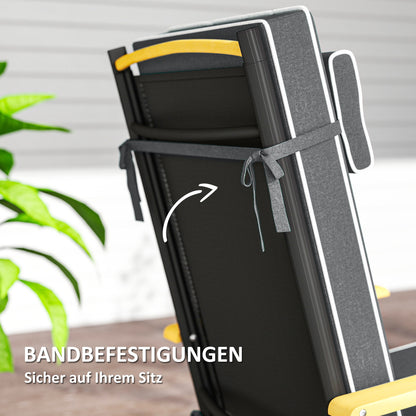 Seat Cushion 120 x 47 x 9.5 cm Water-Repellent Chair Cushion with Straps, Headrest, UPF50+ Outdoor Indoor Seat Pad, Seat Pillow for Folding Chair, Dining Chair, Dark Gray