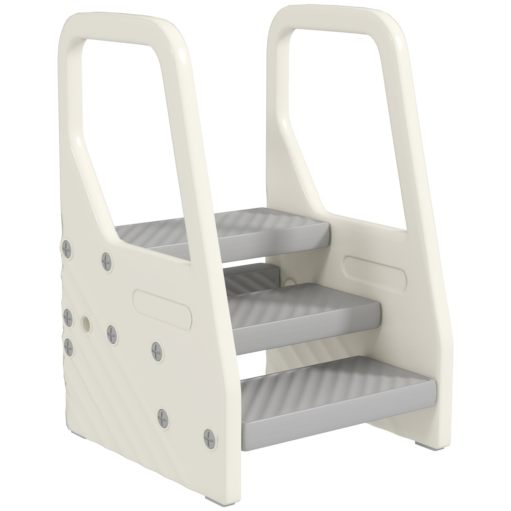 Step Stool with 3 Steps, Children's Stool Height Adjustable for Bathroom, Step Stool with Anti-Slip, Step Stool for Kids 2-5 Years, up to 30 kg Capacity, for Bathroom, Kitchen, Nursery, Gray