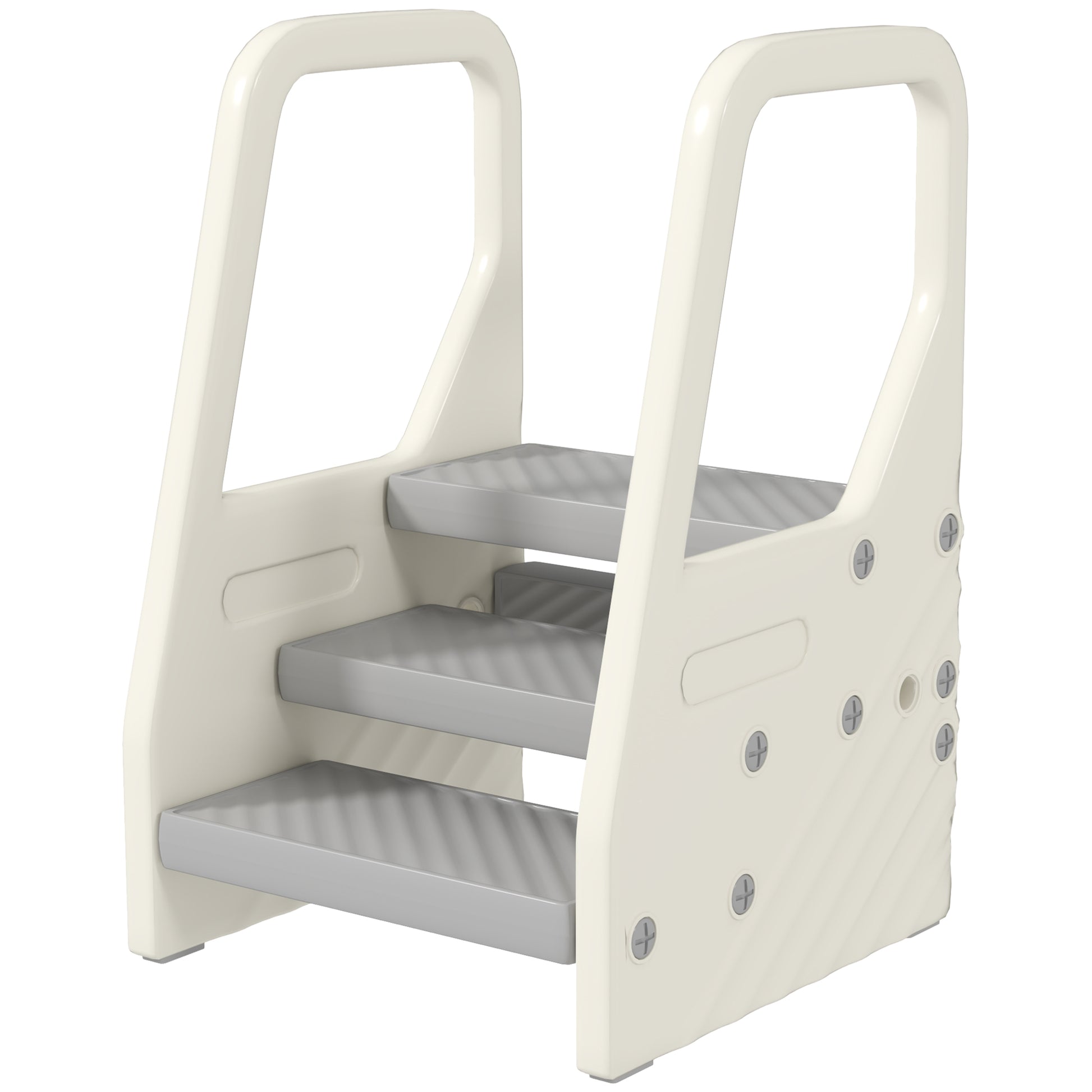 Step Stool with 3 Steps, Children's Stool Height Adjustable for Bathroom, Step Stool with Anti-Slip, Step Stool for Kids 2-5 Years, up to 30 kg Capacity, for Bathroom, Kitchen, Nursery, Gray