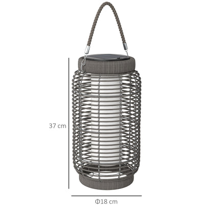 Solar Outdoor Lamp Garden Floor Lamp with PE Wicker Resin LED Garden Light Steel Automatic On/Off Switch Ø18 x 37 cm Grey