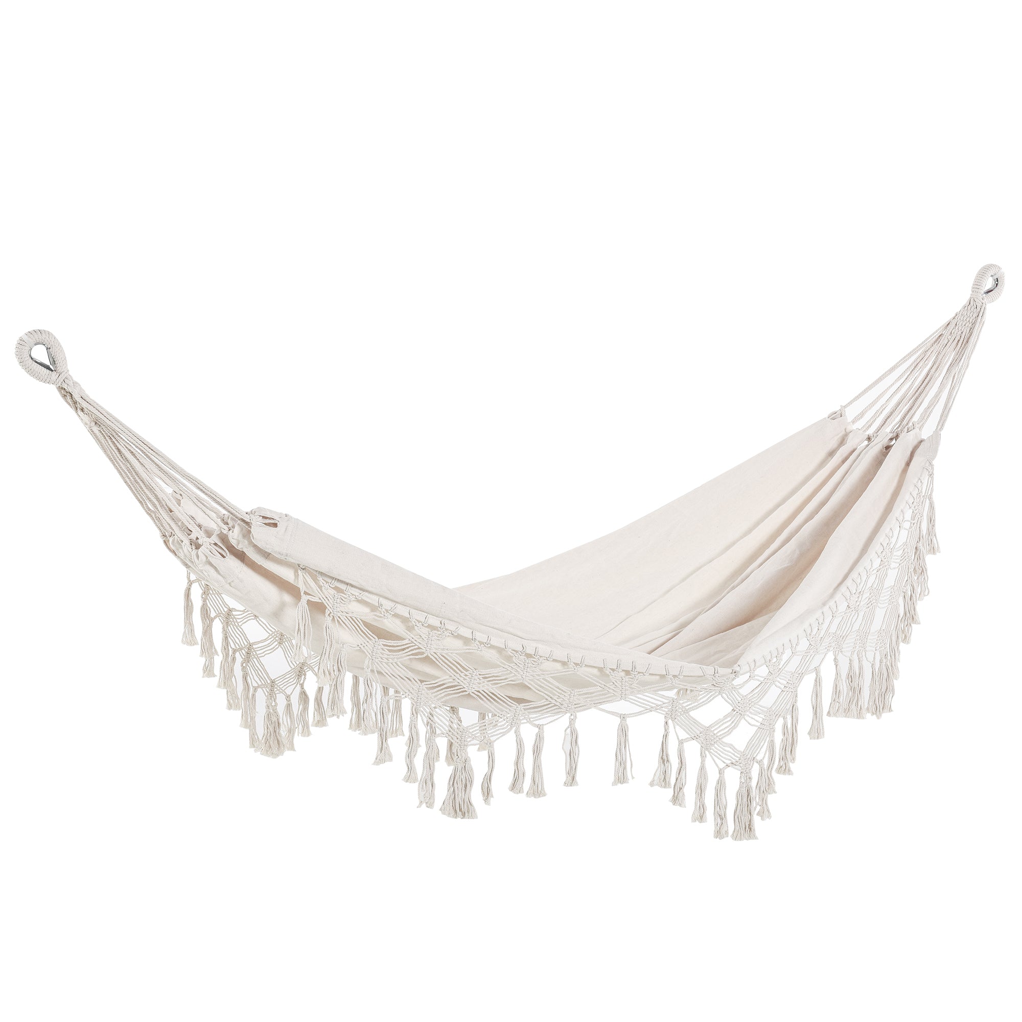 Portable Bohemian Chic Travel Hammock Hammock Fabric total dimensions 2.88L x 1.5W m Cotton Polyester Beige
