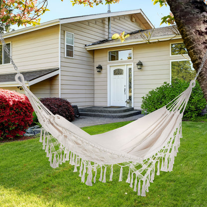 Portable Bohemian Chic Travel Hammock Hammock Fabric total dimensions 2.88L x 1.5W m Cotton Polyester Beige