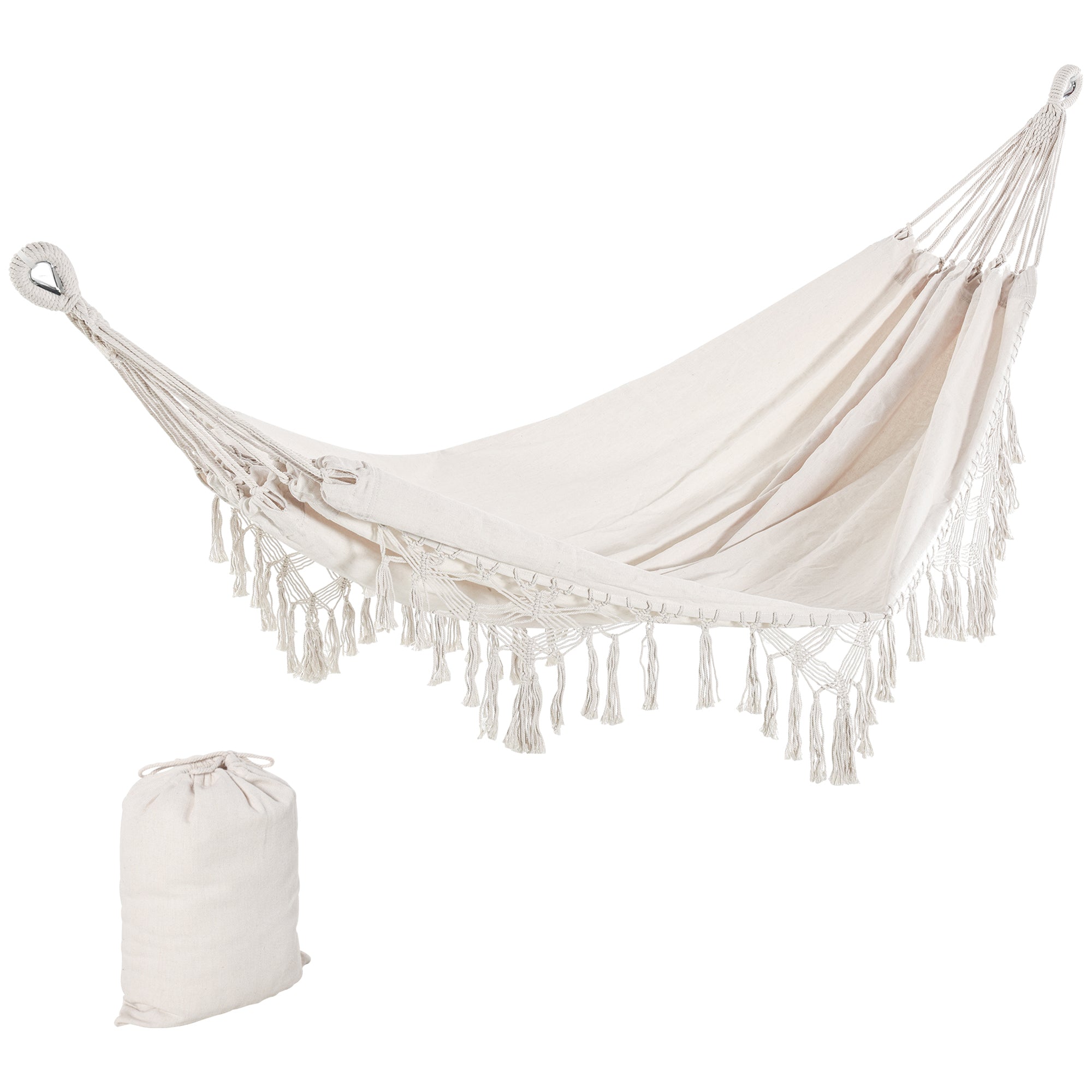 Portable Bohemian Chic Travel Hammock Hammock Fabric total dimensions 2.88L x 1.5W m Cotton Polyester Beige