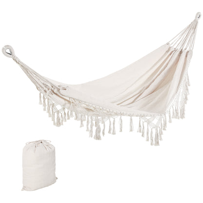 Portable Bohemian Chic Travel Hammock Hammock Fabric total dimensions 2.88L x 1.5W m Cotton Polyester Beige