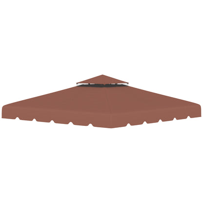 Replacement Canopy for 3x3m Gazebo Double Roof Replacement Cover with 8 Drainage Holes Replacement Canopy for Gazebo Pavilion Brown