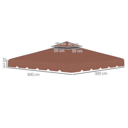 Replacement Canopy for 3x3m Gazebo Double Roof Replacement Cover with 8 Drainage Holes Replacement Canopy for Gazebo Pavilion Brown