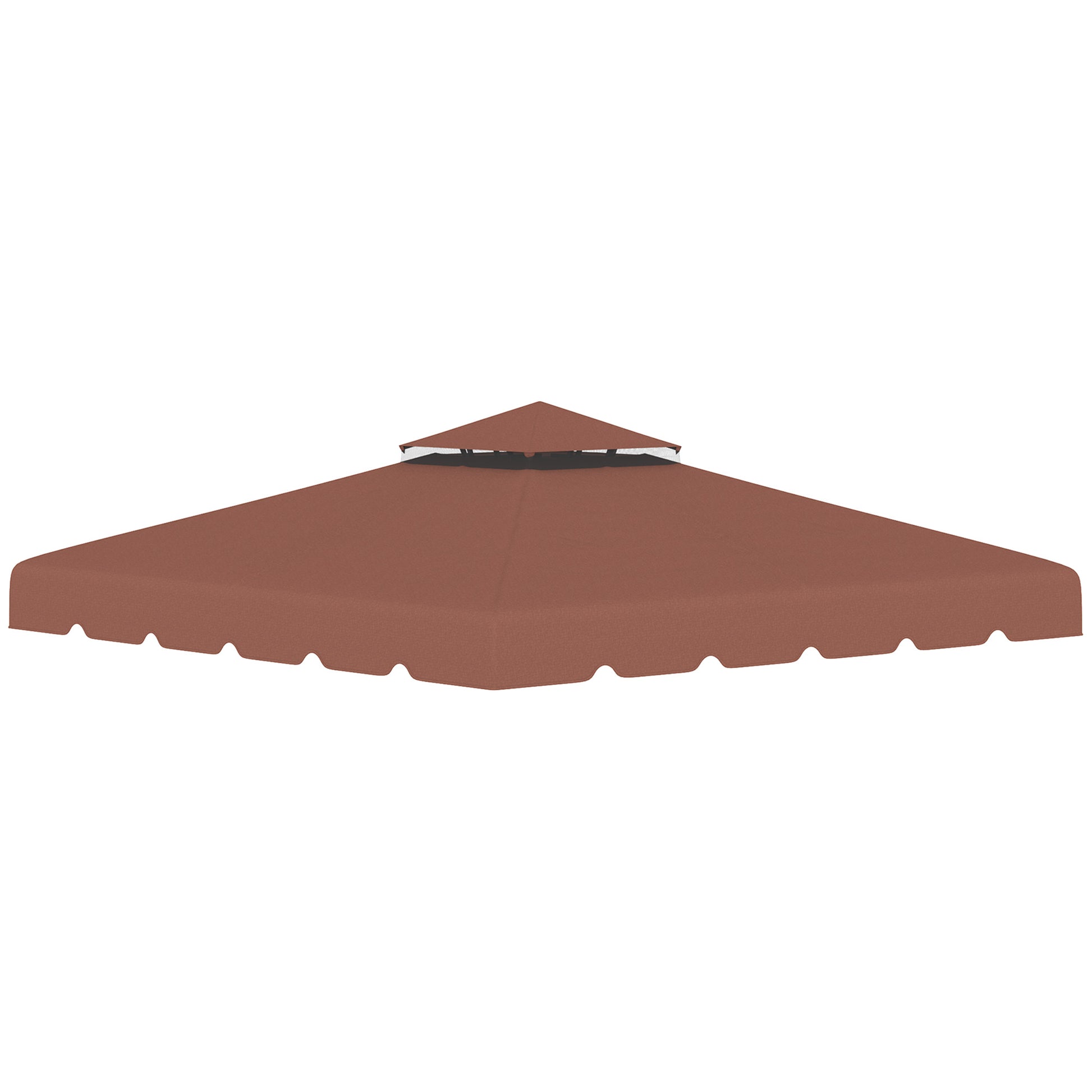 Replacement Canopy for 3x3m Gazebo Double Roof Replacement Cover with 8 Drainage Holes Replacement Canopy for Gazebo Pavilion Brown
