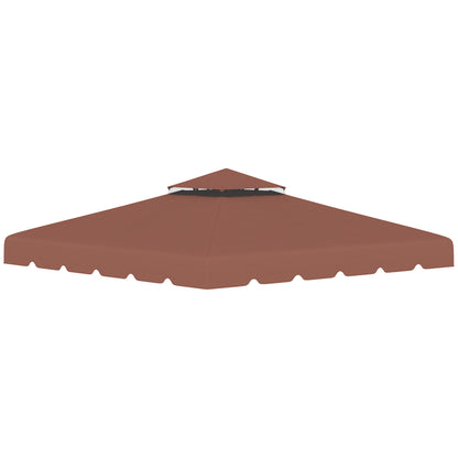 Replacement Canopy for 3x3m Gazebo Double Roof Replacement Cover with 8 Drainage Holes Replacement Canopy for Gazebo Pavilion Brown