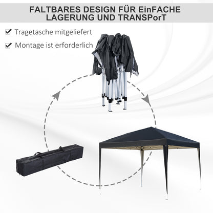 Pavilion approx. 3x3m, water-resistant Stable Winterproof Pop-up Folding Pavilion, UV Protection, Foldable Party Tent Garden Tent with Bag, Garden Pavilion for Camping Garden, Black