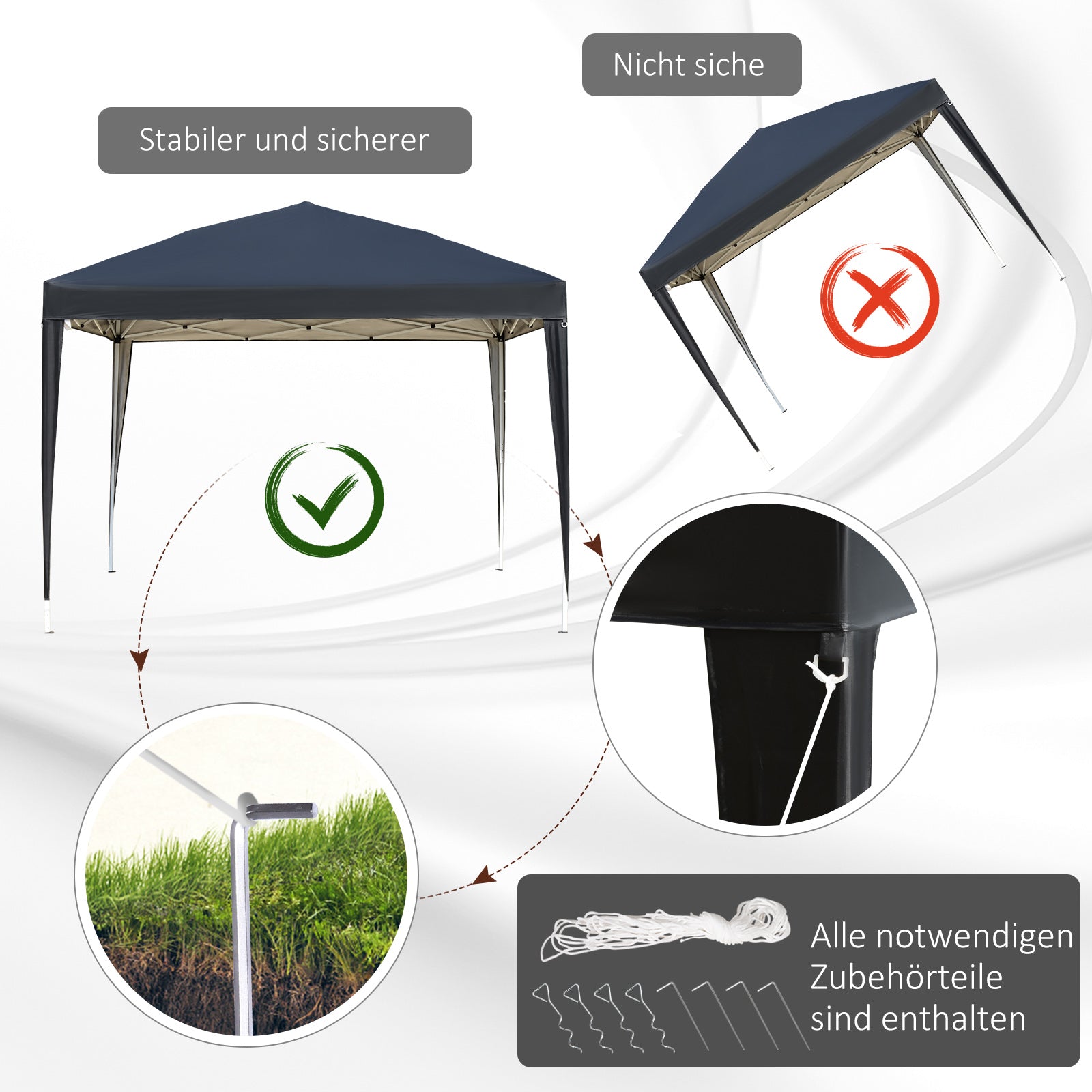 Pavilion approx. 3x3m, water-resistant Stable Winterproof Pop-up Folding Pavilion, UV Protection, Foldable Party Tent Garden Tent with Bag, Garden Pavilion for Camping Garden, Black