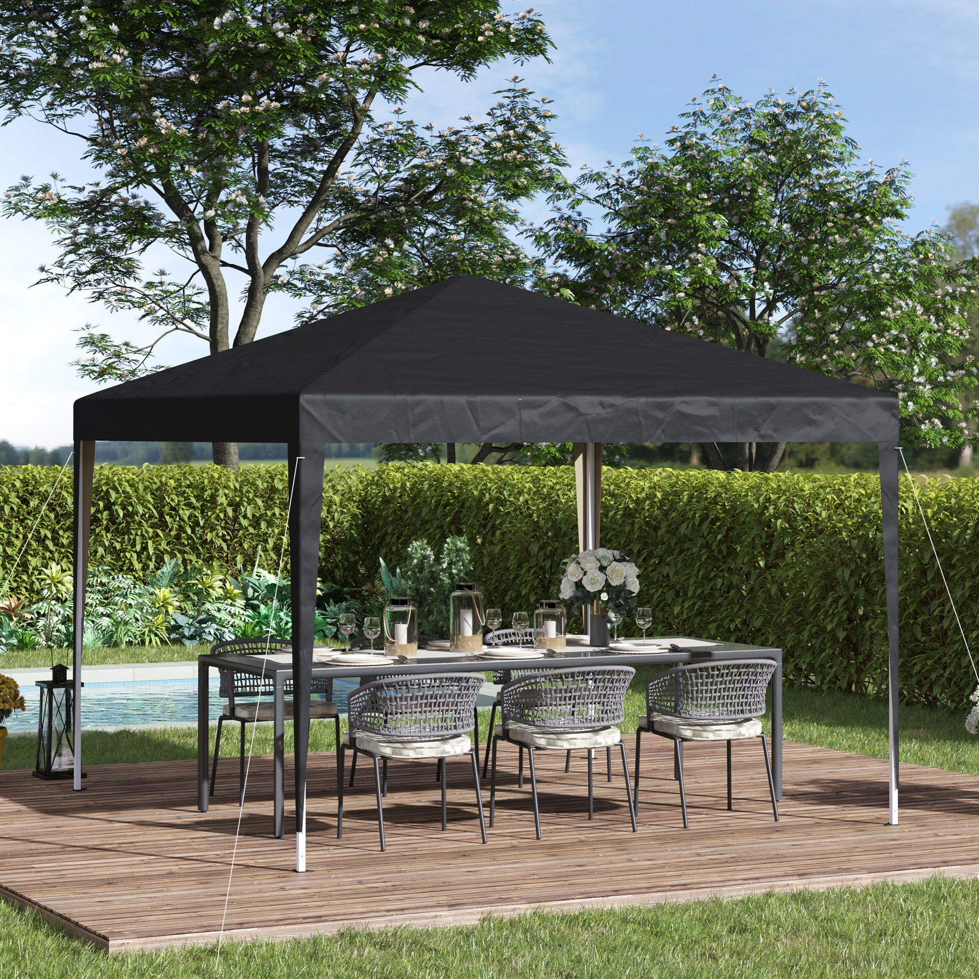 Pavilion approx. 3x3m, water-resistant Stable Winterproof Pop-up Folding Pavilion, UV Protection, Foldable Party Tent Garden Tent with Bag, Garden Pavilion for Camping Garden, Black