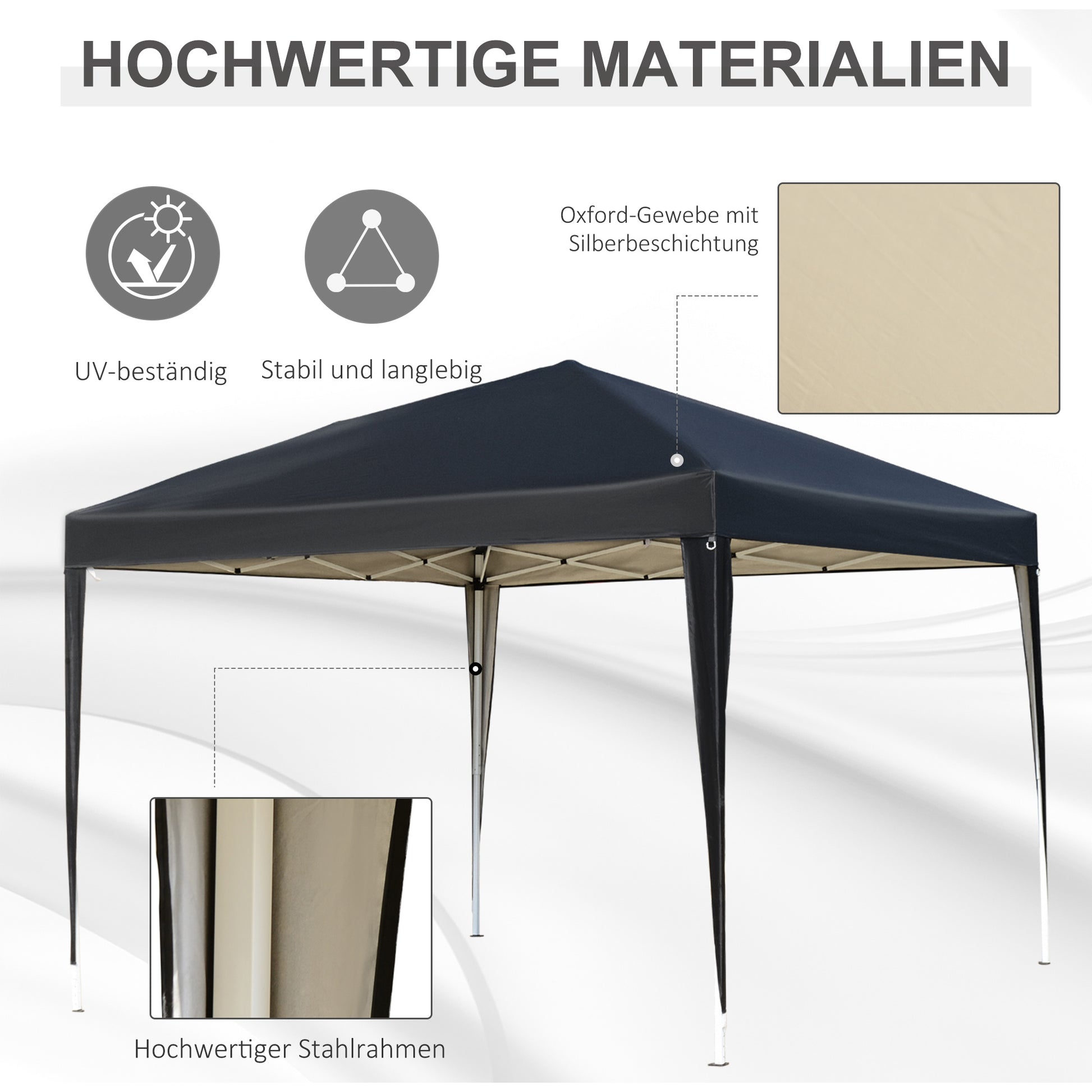 Pavilion approx. 3x3m, water-resistant Stable Winterproof Pop-up Folding Pavilion, UV Protection, Foldable Party Tent Garden Tent with Bag, Garden Pavilion for Camping Garden, Black
