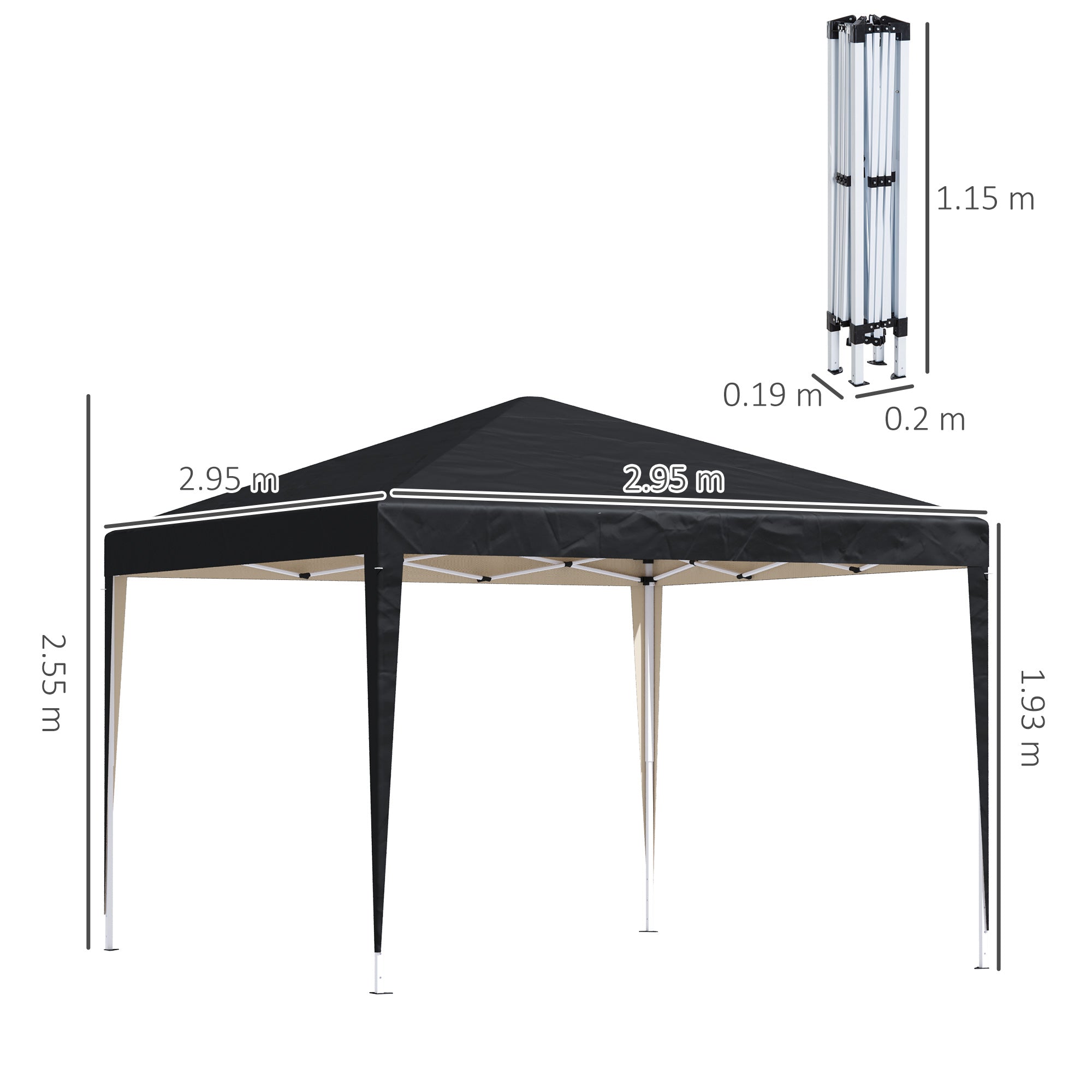 Pavilion approx. 3x3m, water-resistant Stable Winterproof Pop-up Folding Pavilion, UV Protection, Foldable Party Tent Garden Tent with Bag, Garden Pavilion for Camping Garden, Black