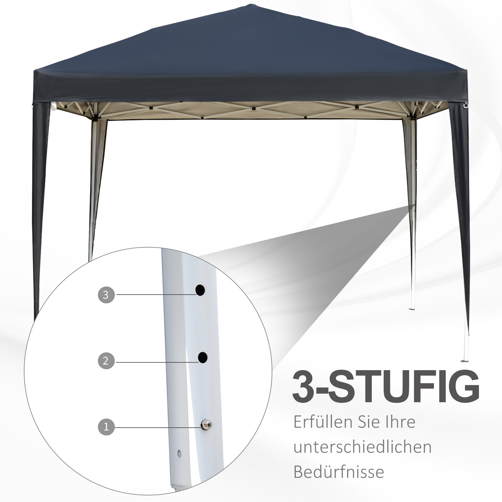 Pavilion approx. 3x3m, water-resistant Stable Winterproof Pop-up Folding Pavilion, UV Protection, Foldable Party Tent Garden Tent with Bag, Garden Pavilion for Camping Garden, Black
