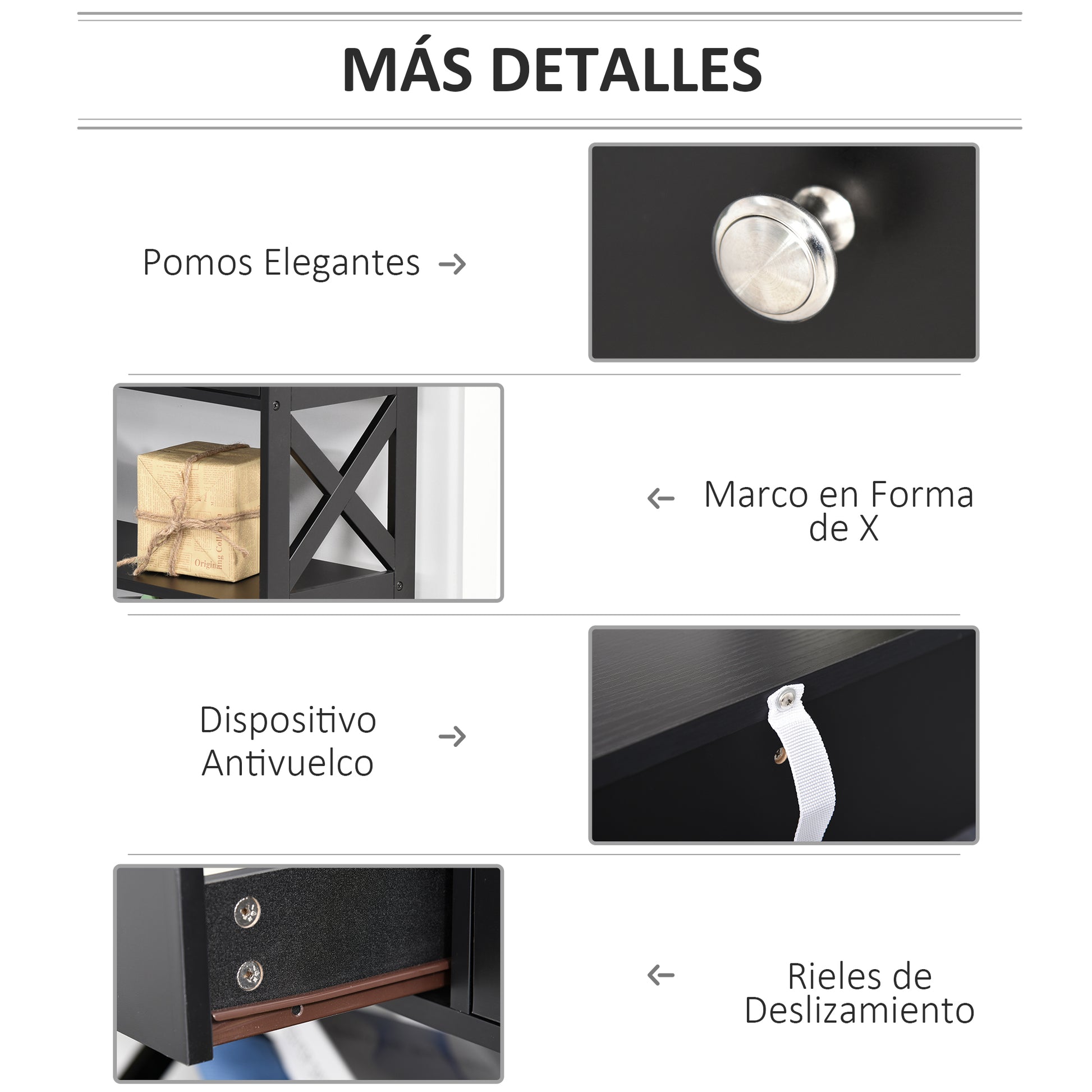 Entryway Console Table with 2 Drawers and 2 Lower Shelves Modern Furniture Raised Base Anti-Tip 100x30.5x80 cm Black