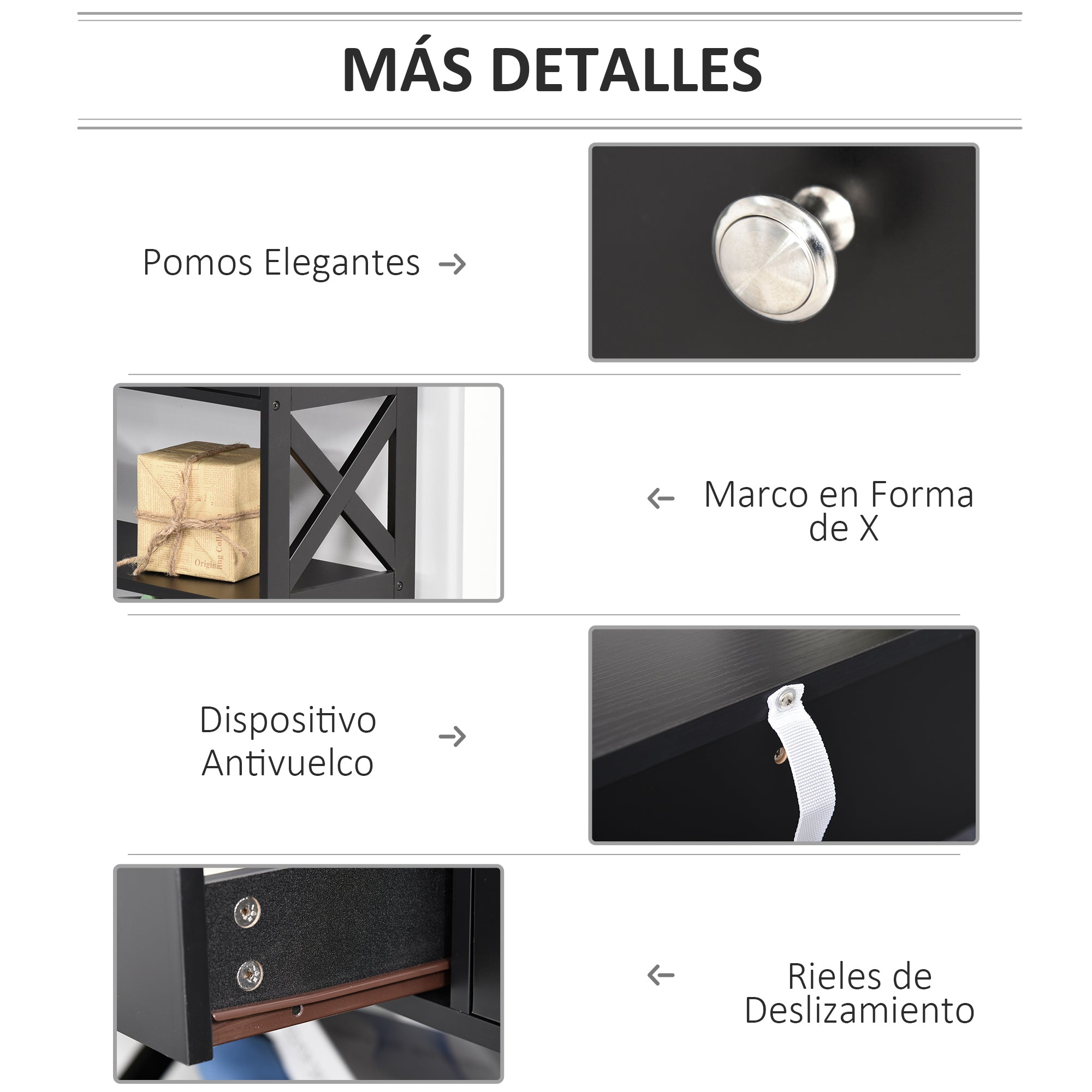 Entryway Console Table with 2 Drawers and 2 Lower Shelves Modern Furniture Raised Base Anti-Tip 100x30.5x80 cm Black