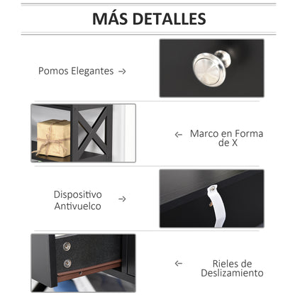 Entryway Console Table with 2 Drawers and 2 Lower Shelves Modern Furniture Raised Base Anti-Tip 100x30.5x80 cm Black