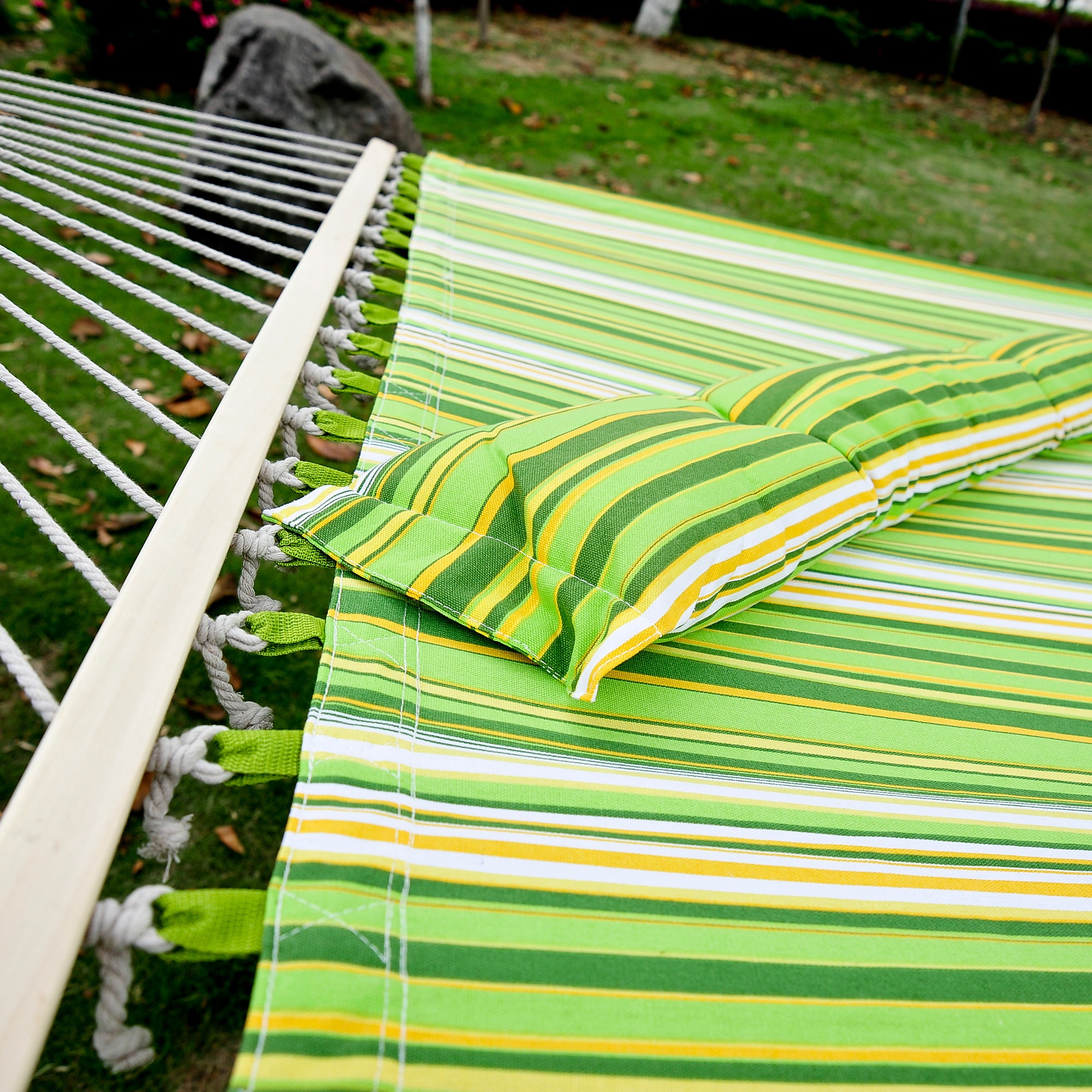 Hammock Double Garden Hammock for 2 Persons, Suspended Swing for Camping in Cotton and Polyester with Pillow 188x140cm