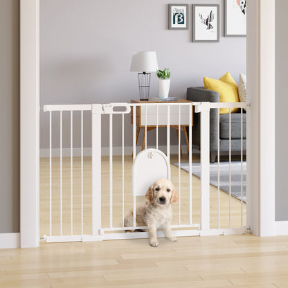 Pet Safety Gate Stair Gate Dog Pet Barrier Safety Gate for Pet Pet Gate Clamp Mount Steel White 75-131 x 76 cm