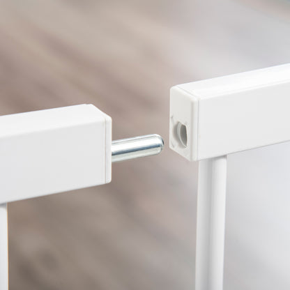 Pet Safety Gate Stair Gate Dog Pet Barrier Safety Gate for Pet Pet Gate Clamp Mount Steel White 75-131 x 76 cm