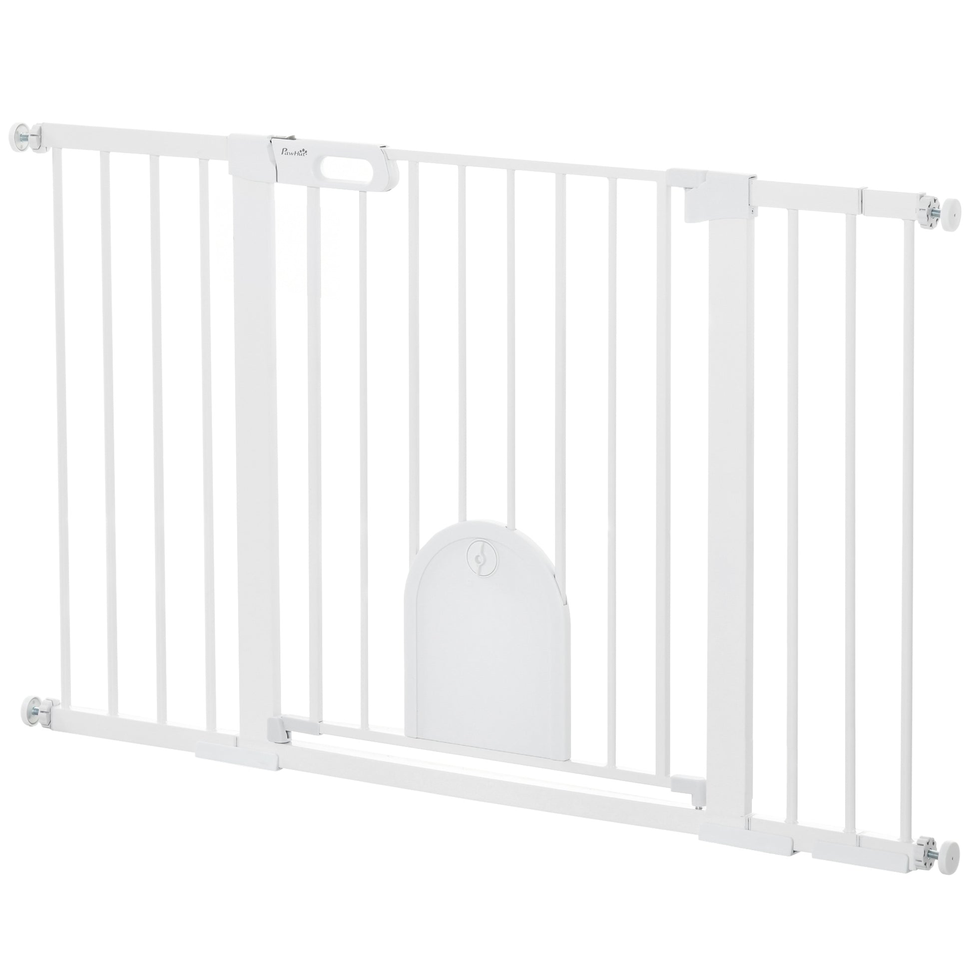 Pet Safety Gate Stair Gate Dog Pet Barrier Safety Gate for Pet Pet Gate Clamp Mount Steel White 75-131 x 76 cm