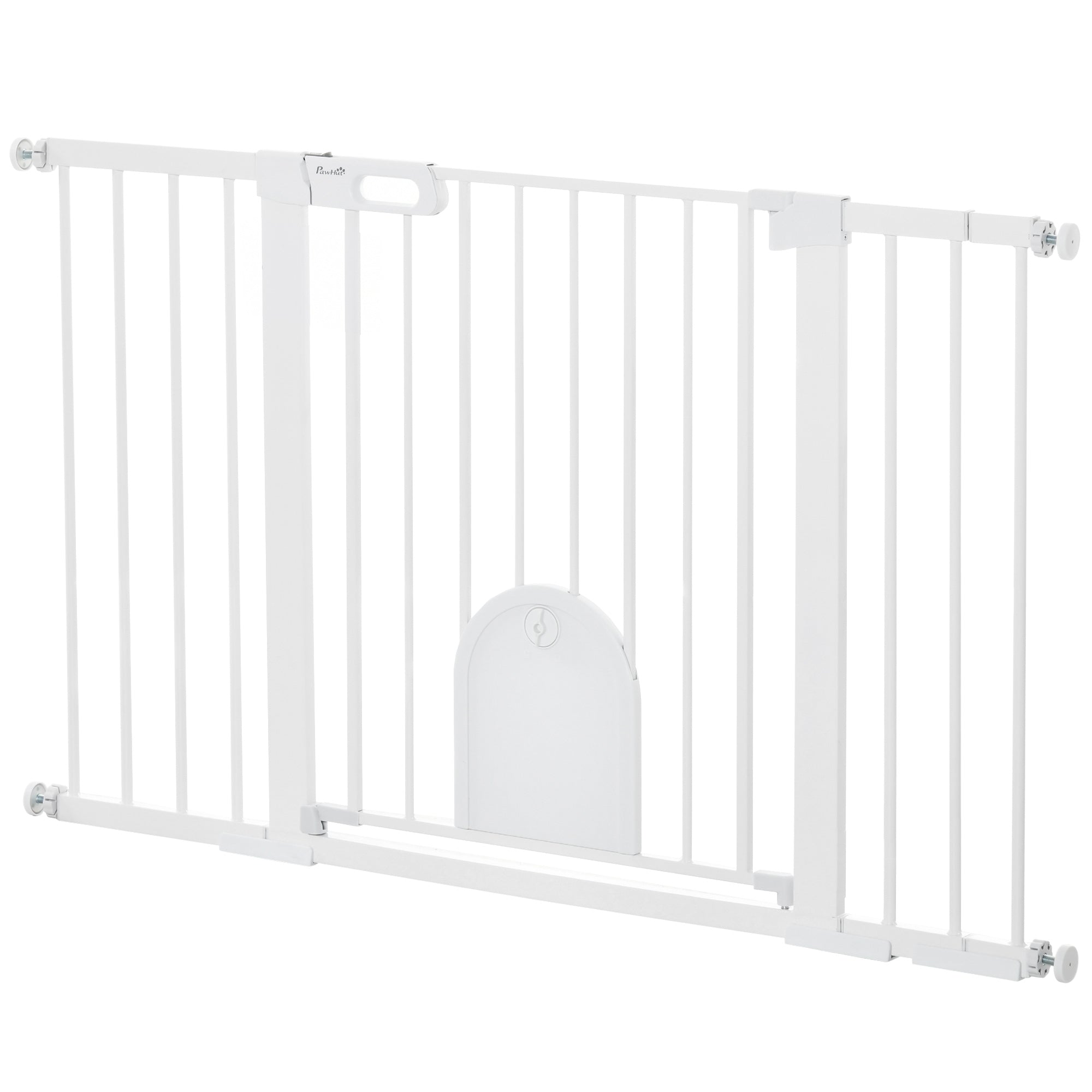 Pet Safety Gate Stair Gate Dog Pet Barrier Safety Gate for Pet Pet Gate Clamp Mount Steel White 75-131 x 76 cm