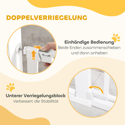 Pet Safety Gate Stair Gate Dog Pet Barrier Safety Gate for Pet Pet Gate Clamp Mount Steel White 75-131 x 76 cm