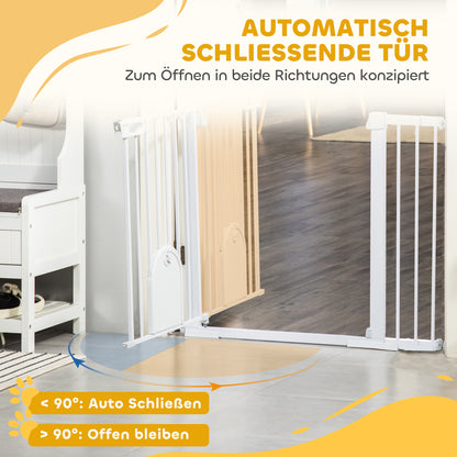 Pet Safety Gate Stair Gate Dog Pet Barrier Safety Gate for Pet Pet Gate Clamp Mount Steel White 75-131 x 76 cm