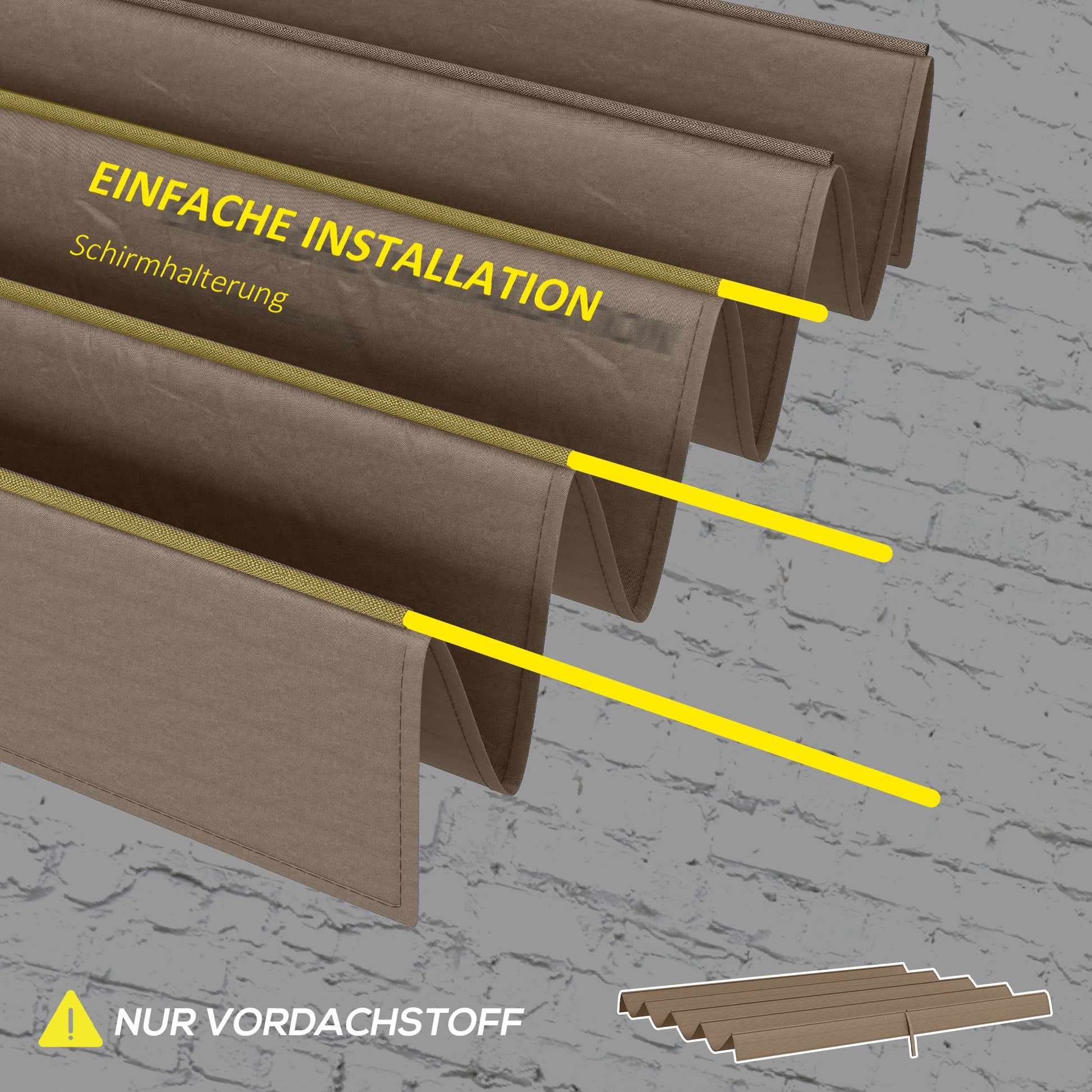 Replacement Canopy for 2.85 x 2 m Pergola, water-repellent retractable Wave Canopy with rain drainage holes, UV protection 30+, winterproof Shade Cover for garden, balcony, terrace, Coffee